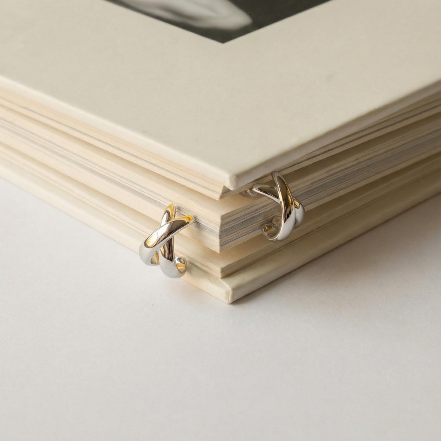 Silver Cross Hoop Earrings Minimalist Intertwined Stainless Steel Earrings, Modern Chic Jewelry for Women