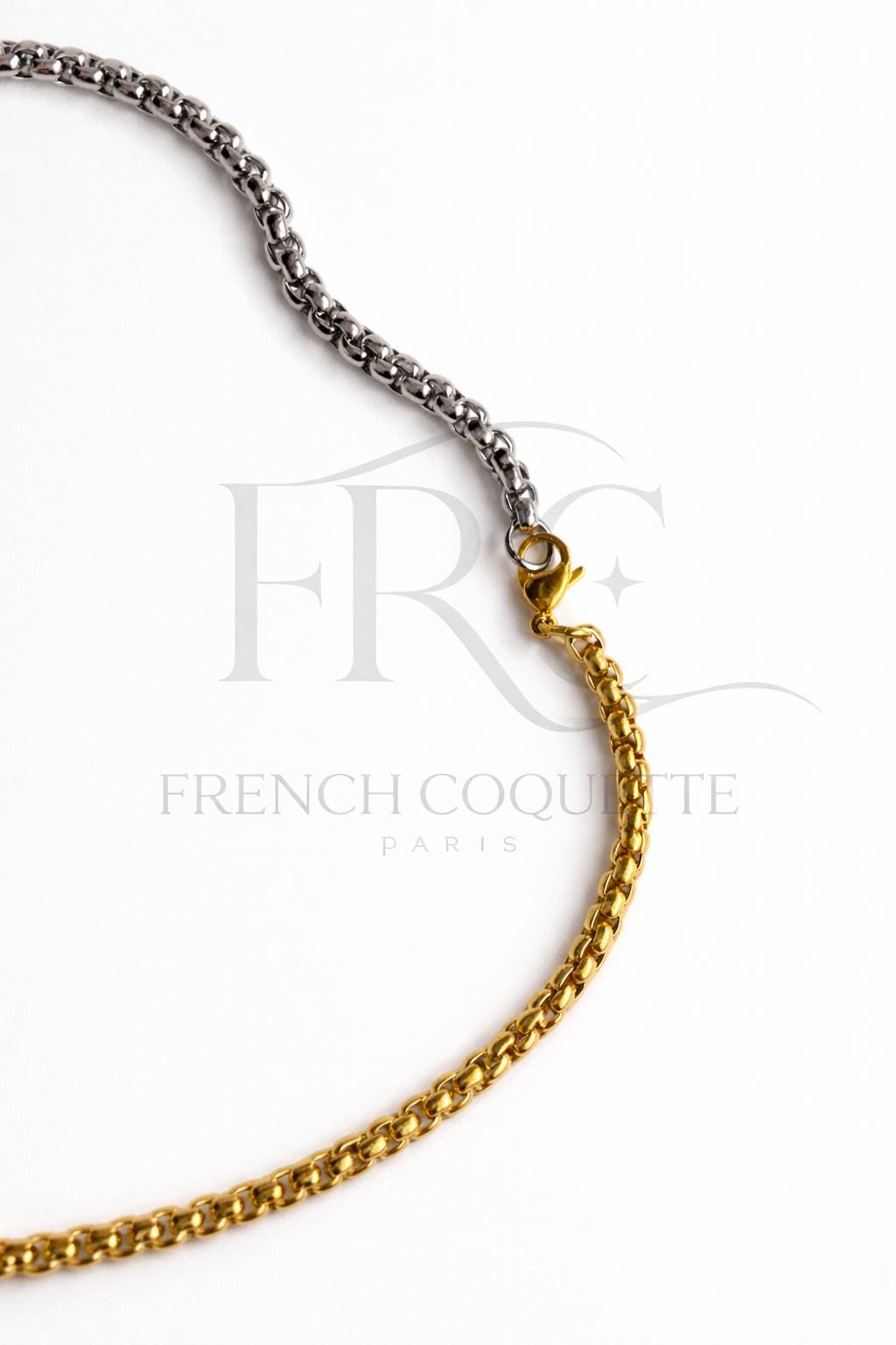 Gold Silver Two Tone Necklace Stainless Steel Chain Minimalist Jewelry Waterproof Hypoallergenic Everyday Chic It Girl