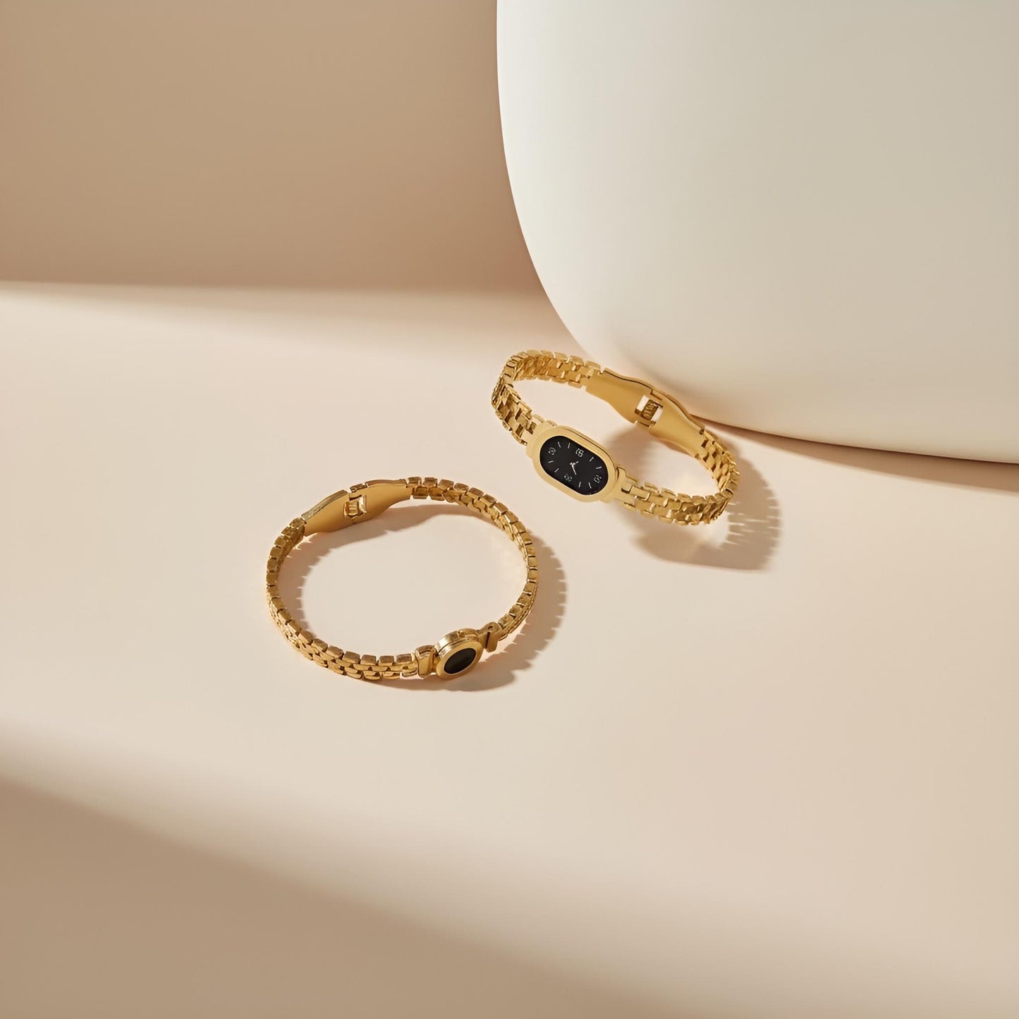 Duo de Bracelets montres acier inox 18K  Style Old Money Hampton
