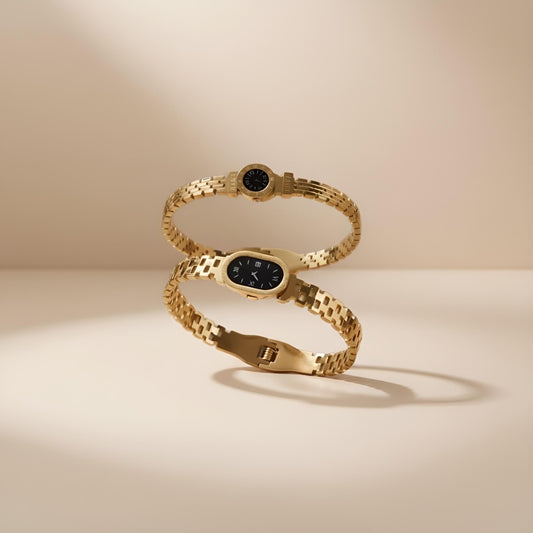 Duo de Bracelets montres acier inox 18K  Style Old Money Hampton