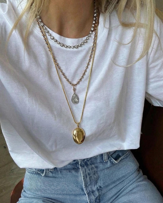 Gold Stainless Steel Long Pendant Necklace Hypoallergenic, Water-Resistant Minimalist Jewelry for Everyday Chic Style
