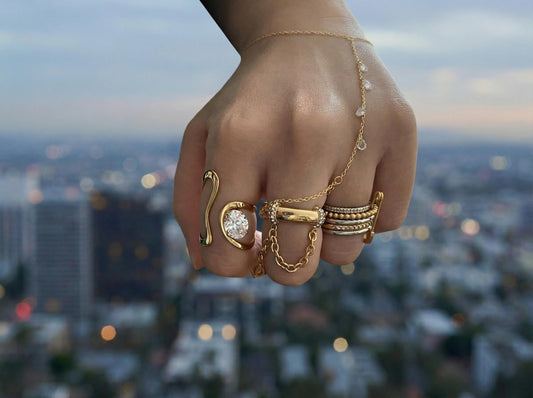 Adjustable S-Shape Gold Plated Sterling Silver Ring Hypoallergenic Waterproof CZ Statement Ring,Bridal Modern Minimalist Jewelry for Women