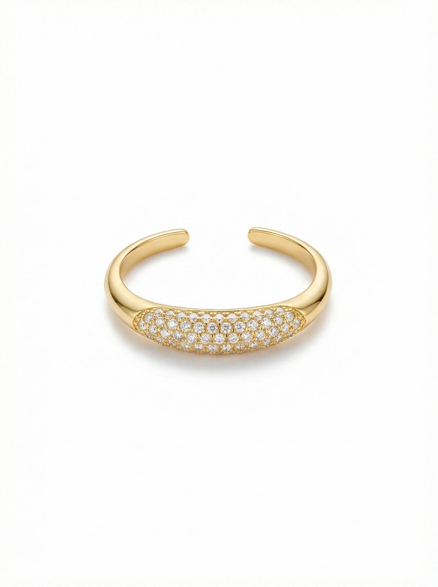 Adjustable Gold Ring 18K Gold Plated Sterling Silver, Stackable Minimal Ring, Dainty Open Band Jewelry