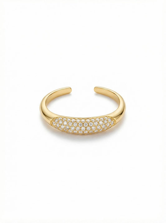 Adjustable Gold Ring 18K Gold Plated Sterling Silver, Stackable Minimal Ring, Dainty Open Band Jewelry