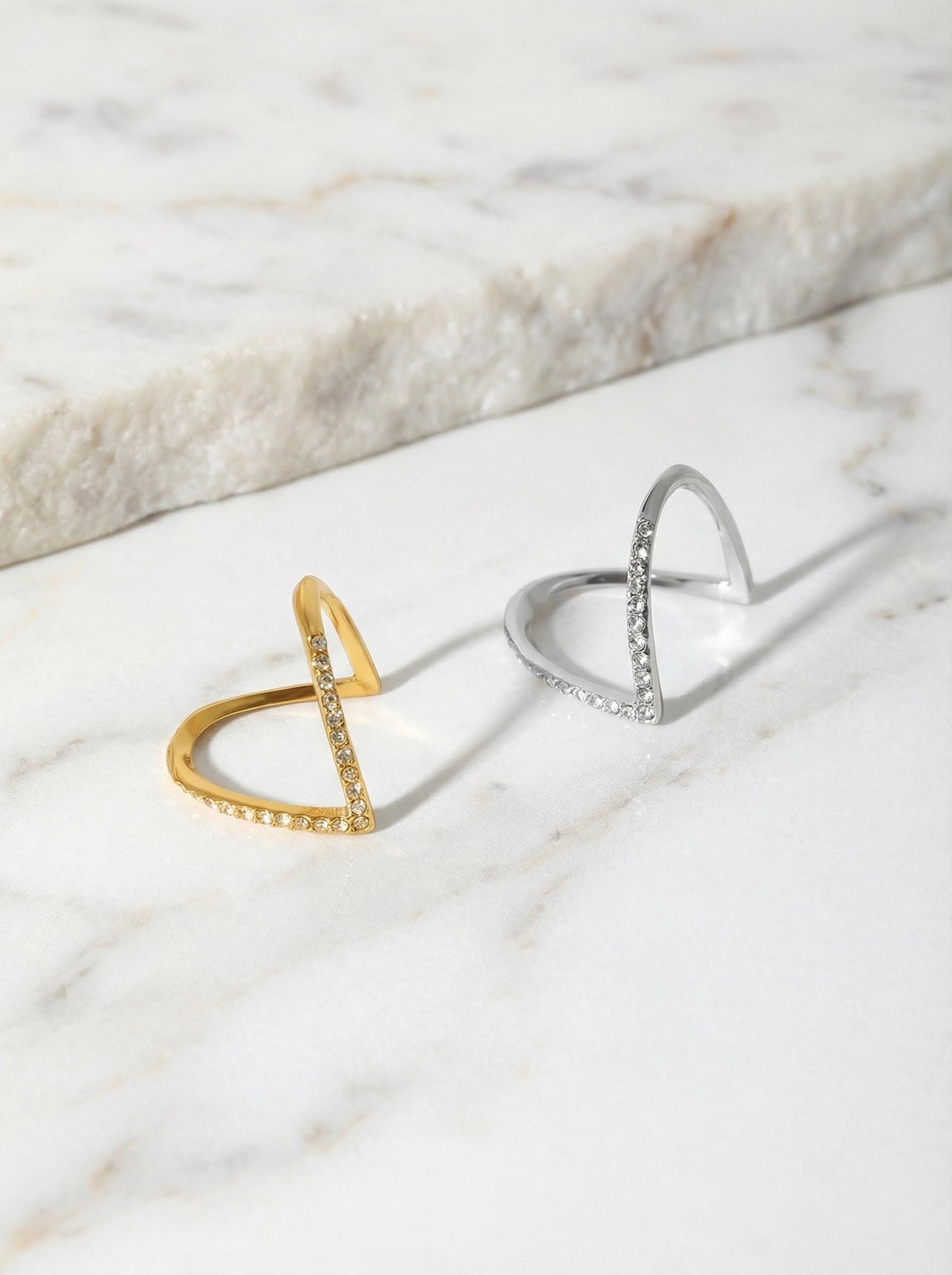 Minimalist V Shape Ring Gold Or Silver Plated Stainless Steel Elegant Stackable Modern Jewelry Trendy Luxurious Fashion Ring Gift for her