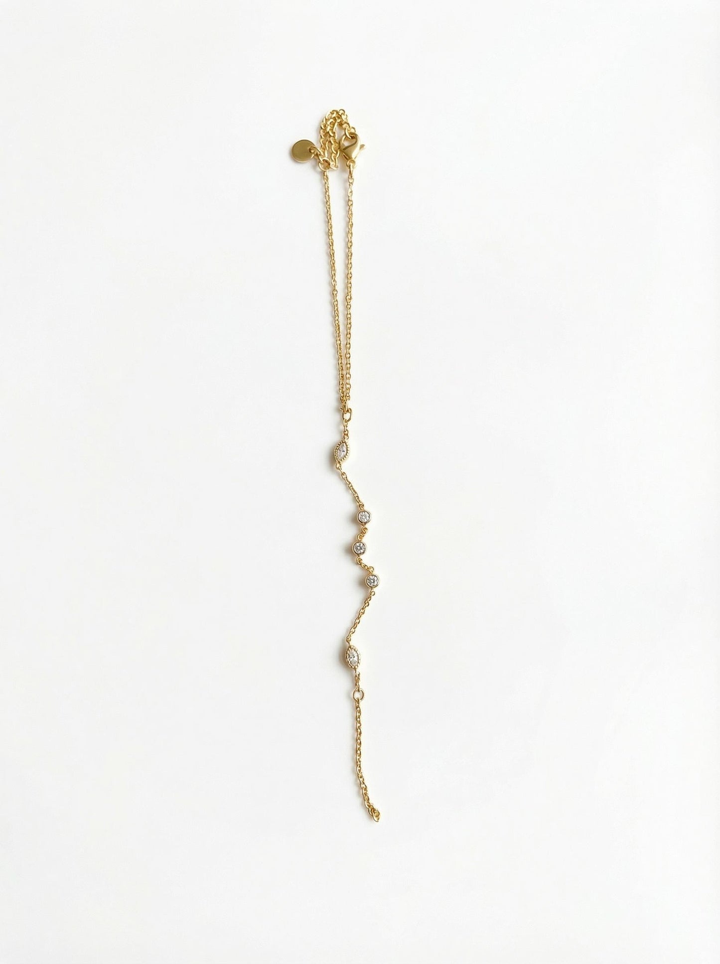 Gold Hand Chain Bracelet with CZ Stones, Stainless Steel Jewelry, Adjustable Waterproof Hand Jewelry, Parisian Chic