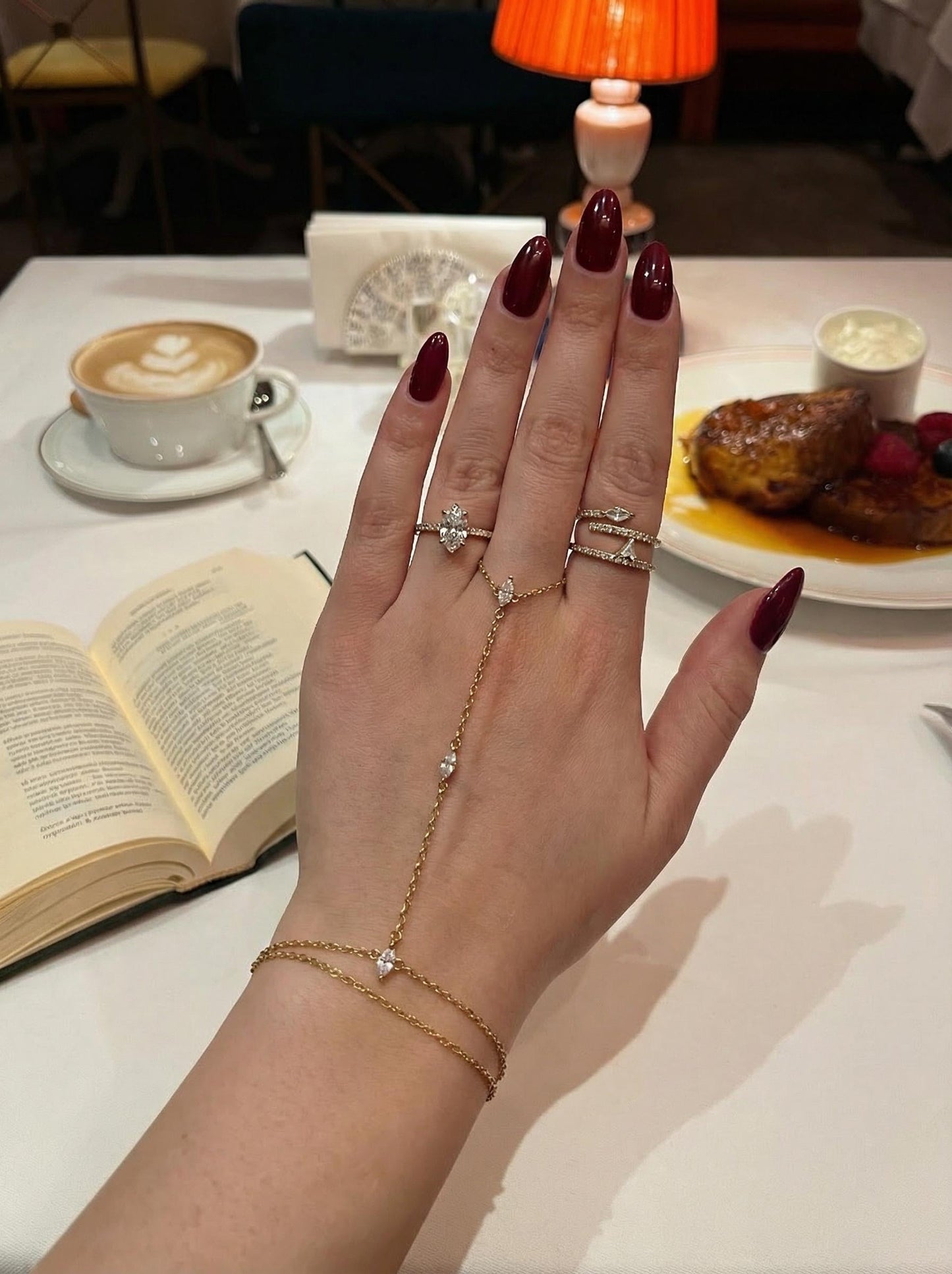 18K Gold Plated Hand Chain Bracelet with Zircon Stones  Dainty Gold Hand Harness  Elegant Minimalist Hand Jewelry