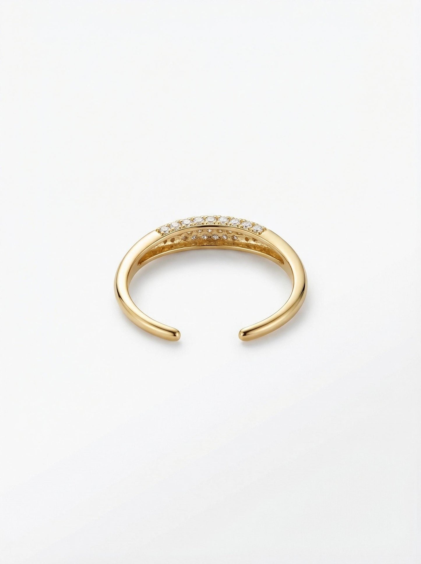 Adjustable Gold Ring 18K Gold Plated Sterling Silver, Stackable Minimal Ring, Dainty Open Band Jewelry