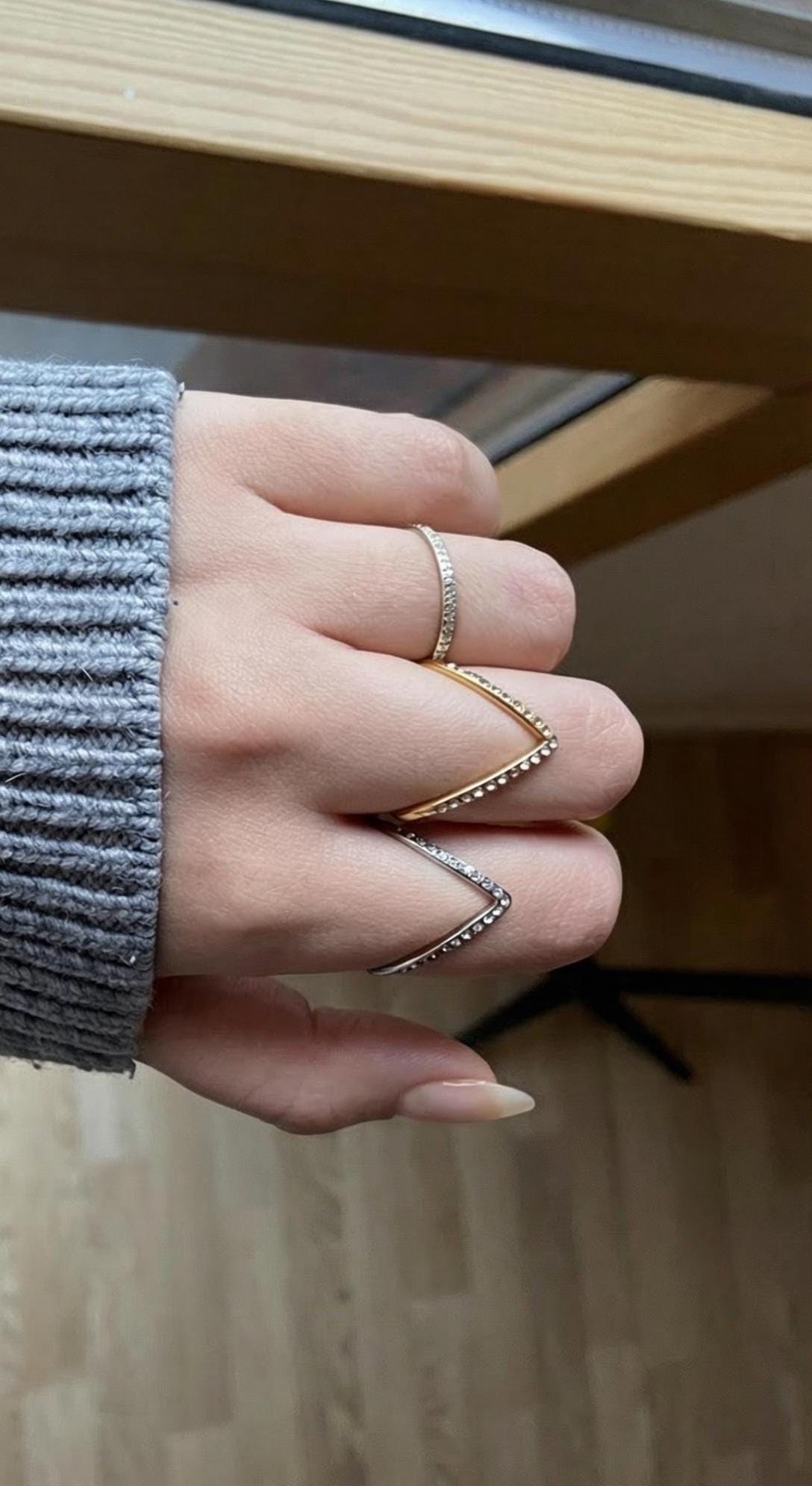 Minimalist V Shape Ring Gold Or Silver Plated Stainless Steel Elegant Stackable Modern Jewelry Trendy Luxurious Fashion Ring Gift for her