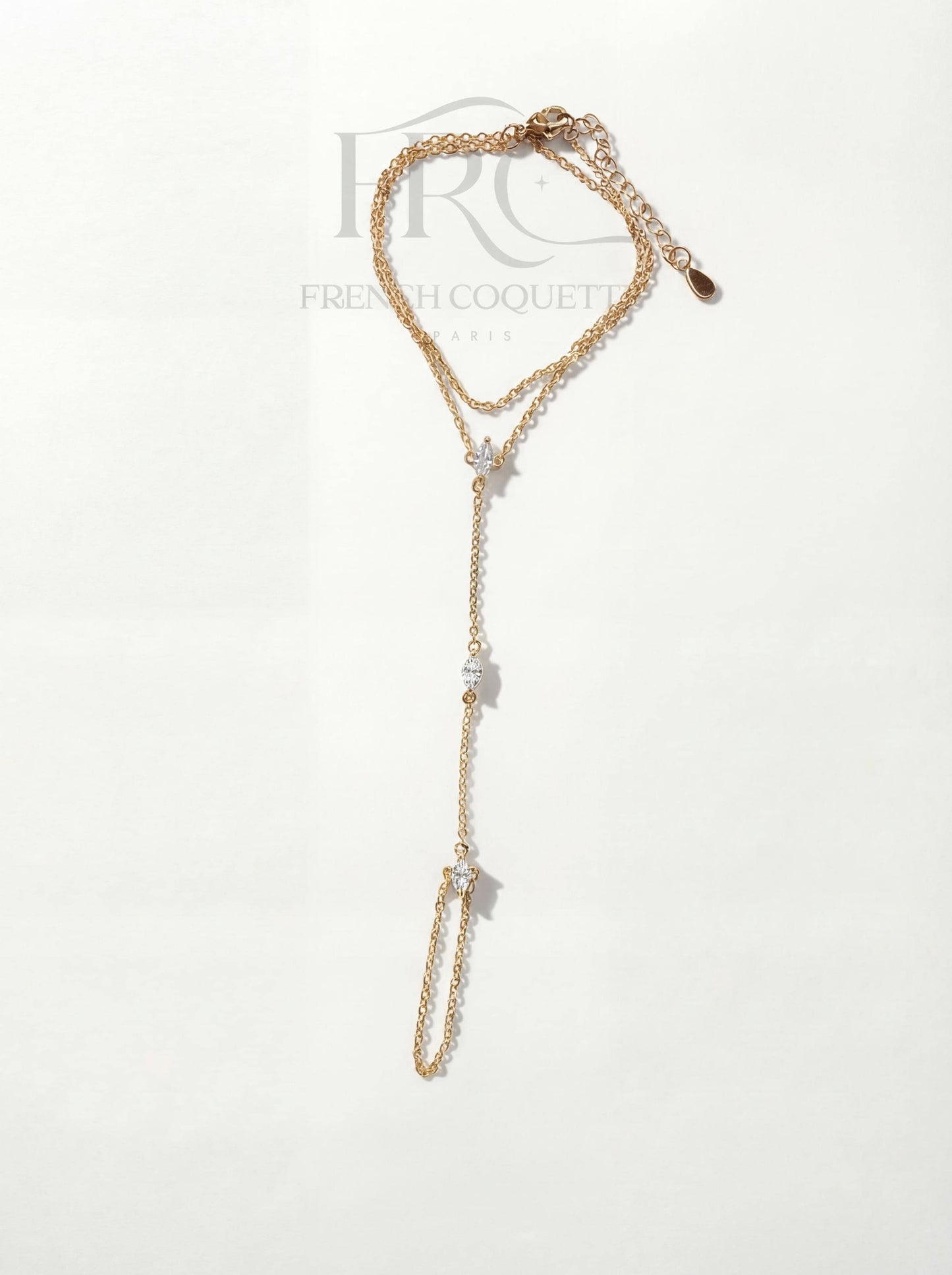 18K Gold Plated Hand Chain Bracelet with Zircon Stones  Dainty Gold Hand Harness  Elegant Minimalist Hand Jewelry